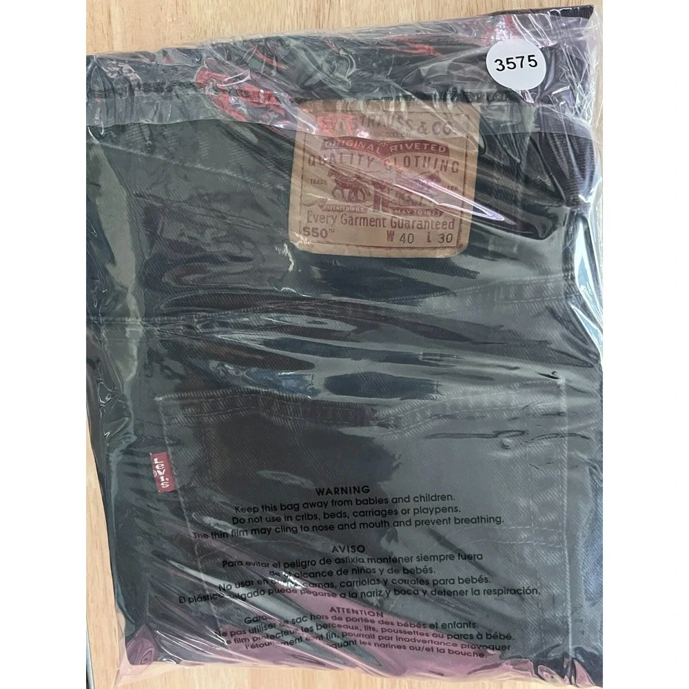 LEVIS 550 Denim Jeans Men 40x30 (37x29 Actual)‎ Relaxed Fit Black Vintage READ